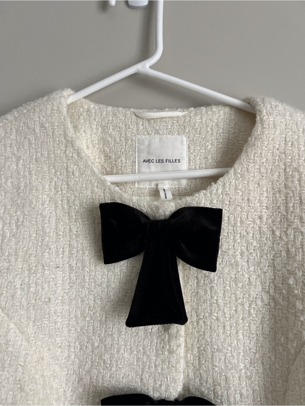 Avec Les Filles Boucle Bow Jacket Cream White Preppy Classic Timeless Medium - Picture 4 of 9